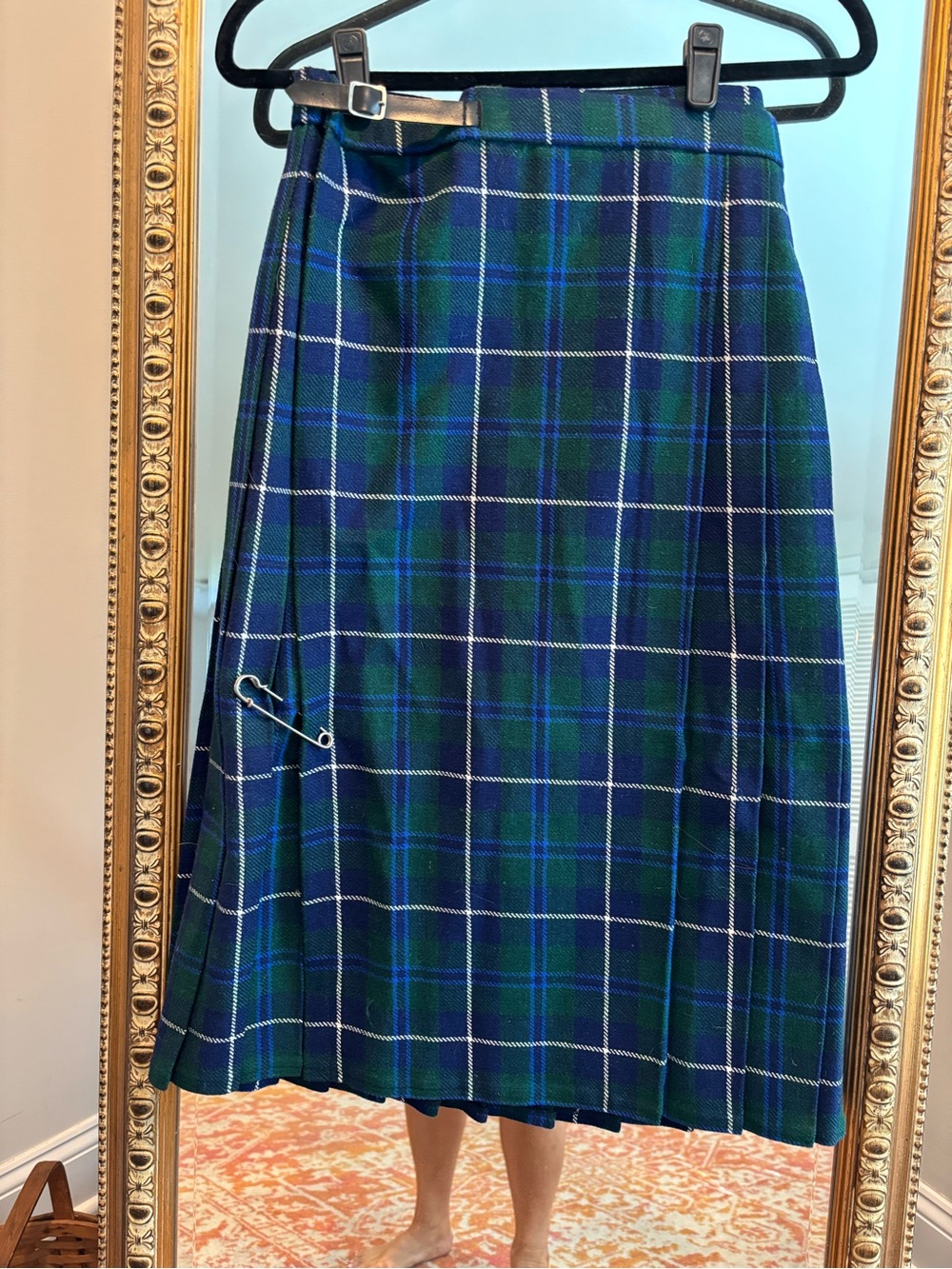 Classic Green & Blue Tartan Wrap Skirt
